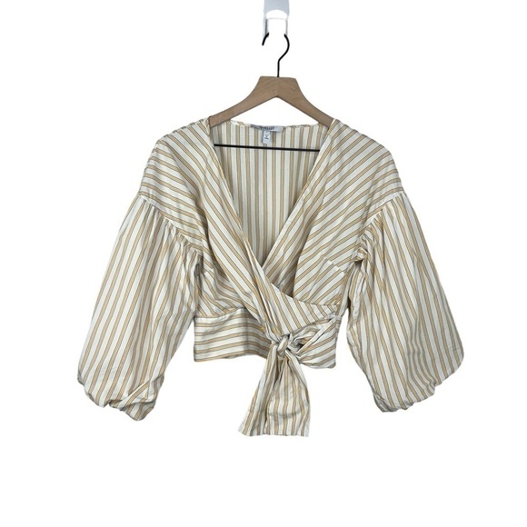 10 Crosby Derek Lam Tops - Derek Lam 10 Crosby Bell Sleeve Cropped Tie Waist Striped Top